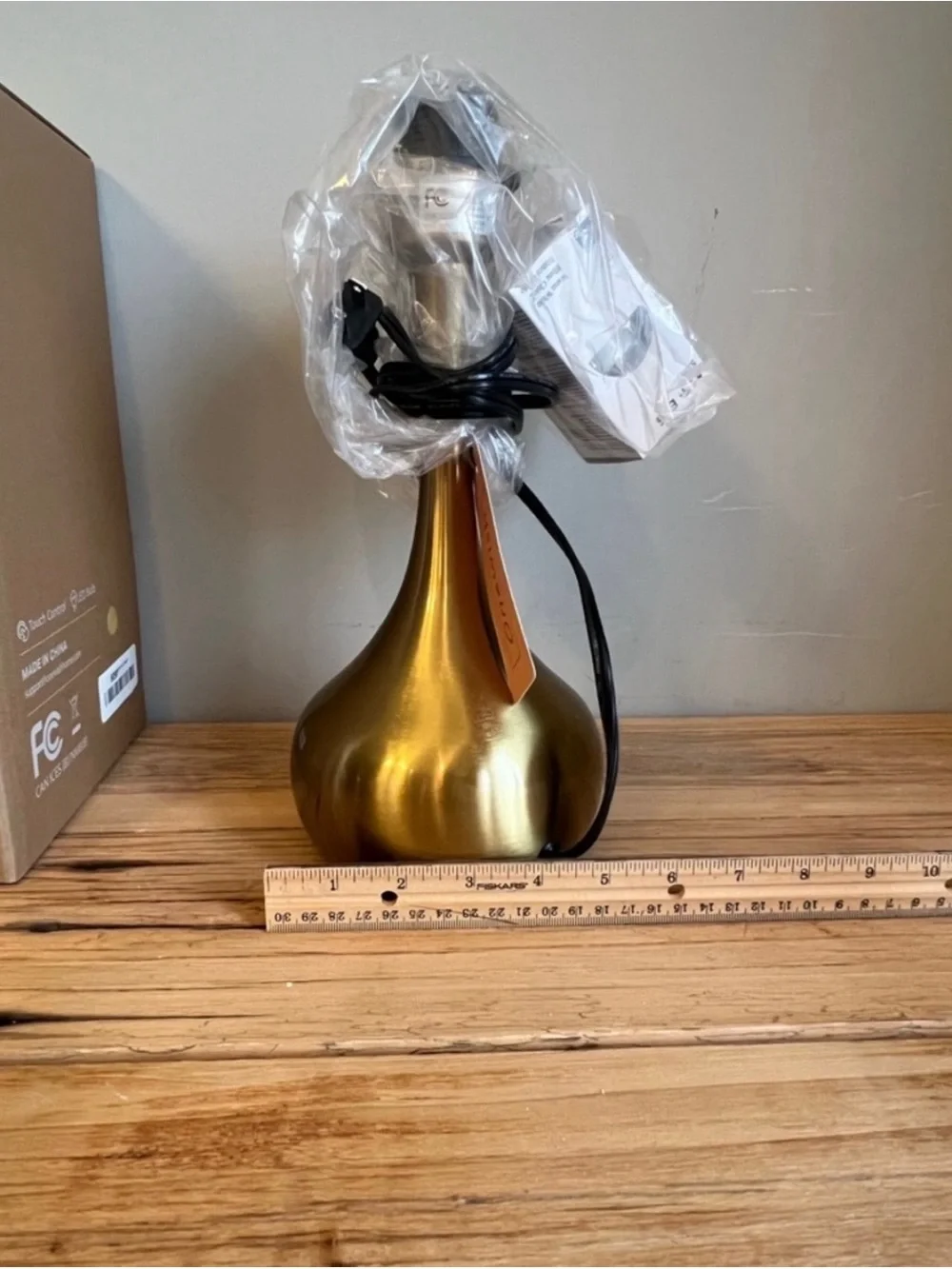New-Onewish Touch Control Table Lamp in Brushed Gold with Beige Shade